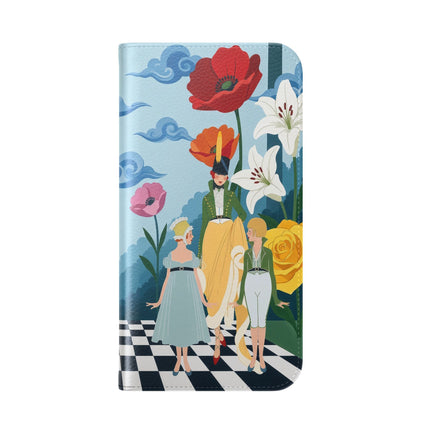 🌺♟️ The Ladies Of The Checkerboard Garden Flip Case – Art Deco Floral Fantasy