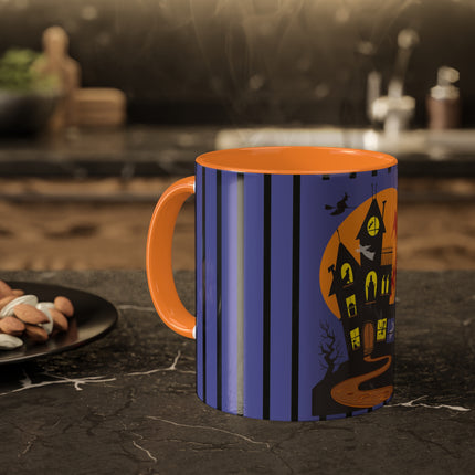 Halloween Night at the Haunted House Colorful Mugs, 11oz