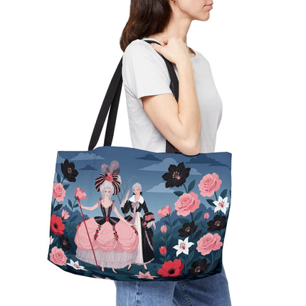 🌹🎭 The Rose Masquerade Promenade Weekender Tote Bag – Art Deco Floral Elegance