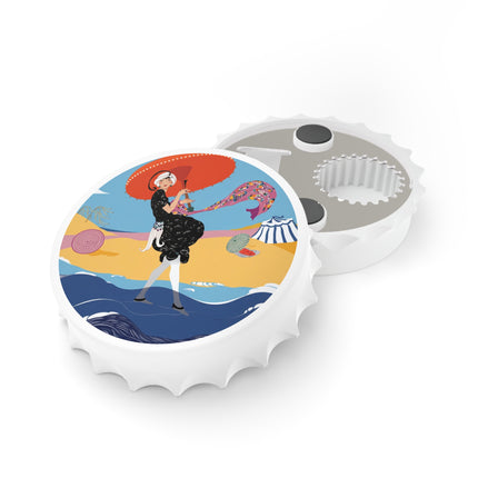 Beachside Promenade Bottle Opener – Glamorous Summer Stroll & Retro Chic