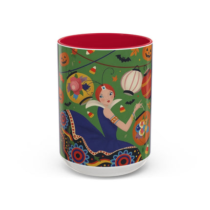 🏮🎃 The Lady Of Halloween Lanterns Colorful Mug – Colorful Art Deco Halloween Charm