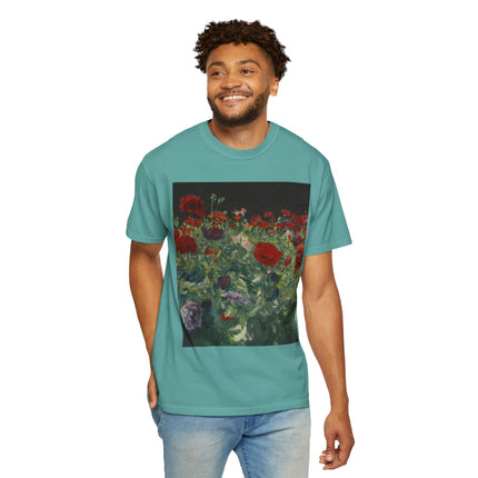 Poppies (A Study of Poppies for Carnation, Lily, Lily, Rose) by John Singer Sargent Unisex Garment-Dyed T-shirt