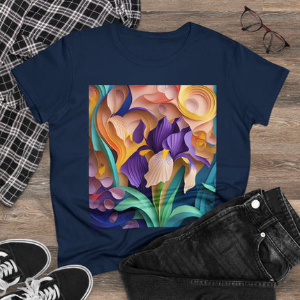 The Elegant Iris Flower Women's Midweight Cotton Tee