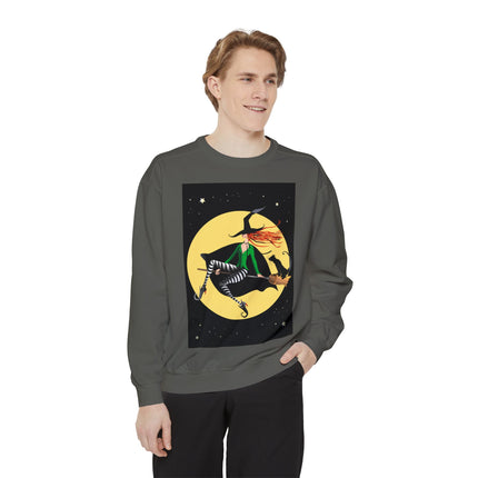 A Witch’s Moonlit Flight Unisex Garment-Dyed Sweatshirt