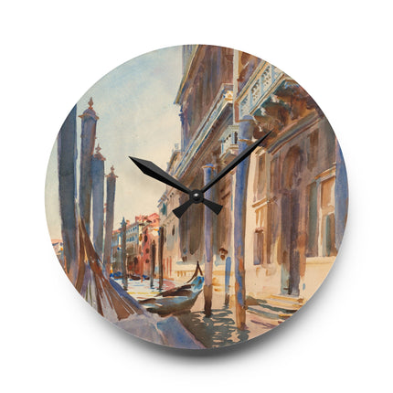 Gondola Moorings on the Grand Canal by John Singer Sargent Acrylic Wall Clock, Round and Square