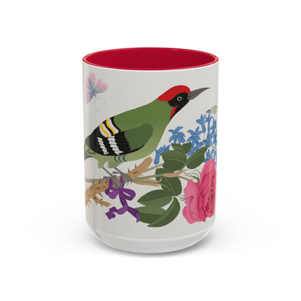 Woodpecker & Rose Colorful Mugs – Vibrant Spring & Bold Beauty