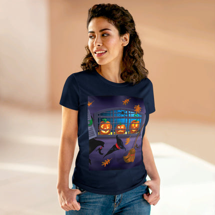 Whimsical Halloween Mischief Women's Midweight Cotton Tee