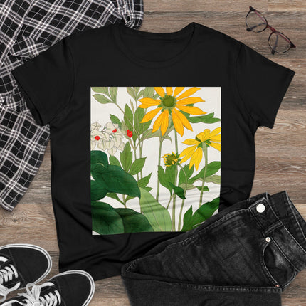 Clerodendrum & Rudbeckia Flower by Tanigami Kônan Women's Midweight Cotton Tee