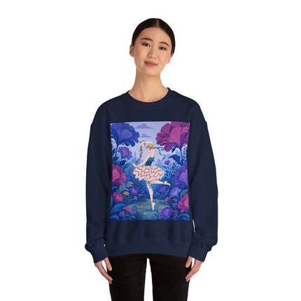 🌸🩰 The Enchanted Garden Ballet Crewneck Sweatshirt – Art Deco Floral Whimsy