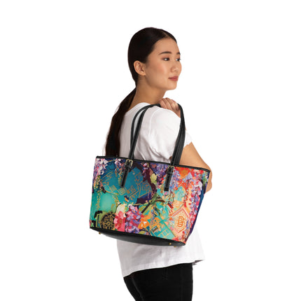 Golden Wisteria Symphony PU Leather Shoulder Bag