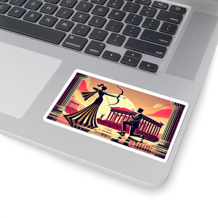 Art Deco Valentine's Romance Kiss-Cut Stickers (4 Sizes)
