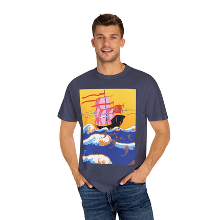 Golden Seas and Whimsical Dreams Unisex Garment-Dyed T-shirt