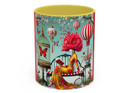 Reading in a Painted Garden Colorful Mugs (11oz, 15oz)