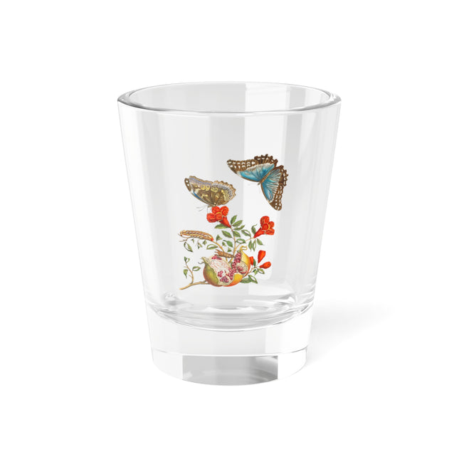 Blue Butterflies and Pomegranate by Maria Sibylla Merian Shot Glass, 1.5oz