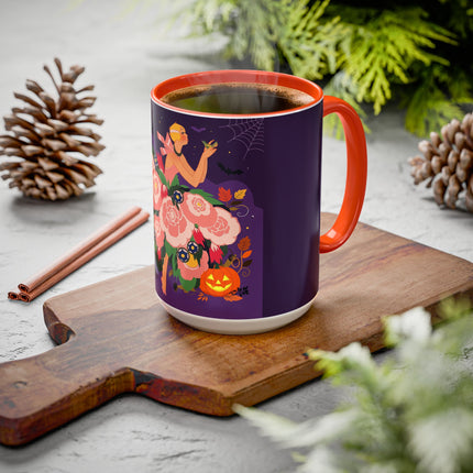 🌹🎃 The Lady Of The Haunted Rose Garden Colorful Mug – Romantic Halloween Charm