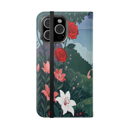 🌹💌 The Garden Of Blown Kisses Flip Case – Art Deco Floral Romance