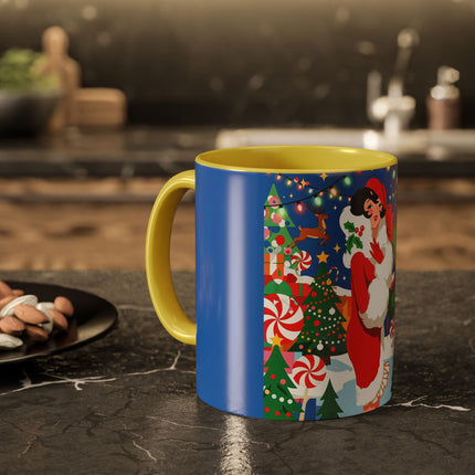🦌🍬 The Lady Of The Peppermint Christmas Garden Colorful Mug – Colorful Art Deco Holiday Fantasy