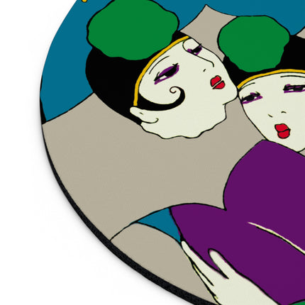 Two Pierrots Mouse Pad, Round and Rectangle
