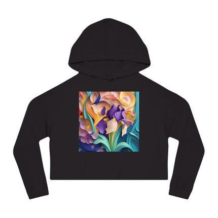 The Elegant Iris Flower Women’s Cropped Hooded Sweatshirt