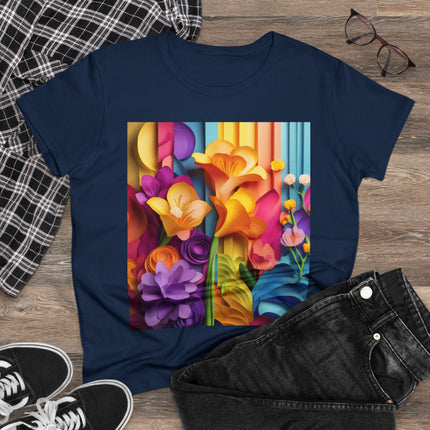 The Graceful Freesia Women's Midweight Cotton Tee