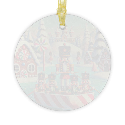 Nutcracker Candy-Striped Adventure Glass Ornament
