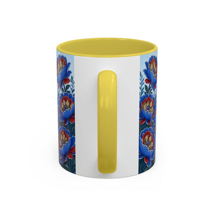 💙🌺 The Sapphire Blossom Garden Dancer Colorful Mug – Art Deco Fashion Fantasy