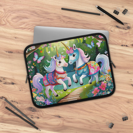Baby Unicorns and Fluttering Butterflies Laptop Sleeve