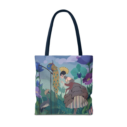 🦚🌸 The Lady Of The Peacock Garden Tote Bag – Art Deco Floral Fantasy