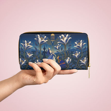 🌸💙 The Enchanted Blue Lily Courtship Wallet – Art Deco Floral Romance
