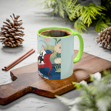 The Lady Of The Scarlet Chaise Colorful Mugs – Art Deco Romantic Elegance