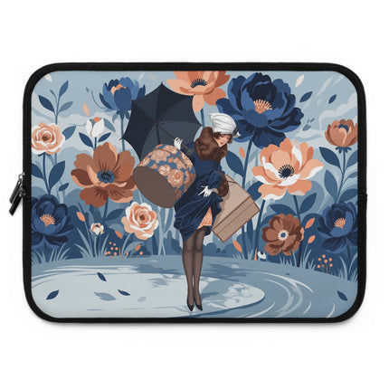 ☂️🧳 The Lady Of The Traveling Garden Laptop Sleeve – Art Deco Floral Adventure