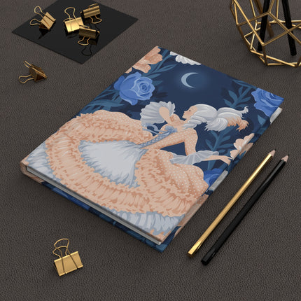 🌙🌹 The Moonlit Rose Masquerade Hardcover Journal – Art Deco Fashion Illustration