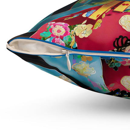 Cyberpunk Geisha Spun Polyester Square Pillow