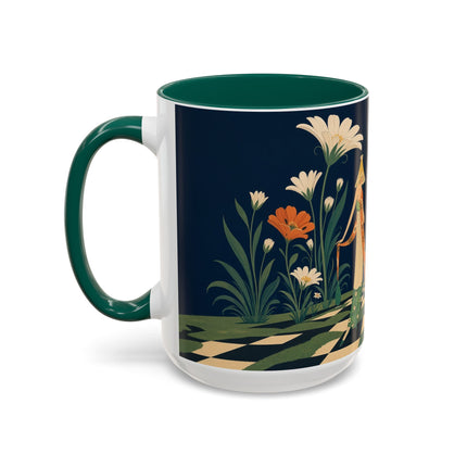🌼🧡 The Midnight Floral Masquerade Colorful Mug – Art Deco Fashion Fantasy