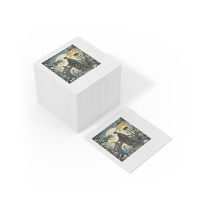 Moonlit Bridge Gentleman White Coined Napkins – Imperial Serenity & Moonlit Harmony