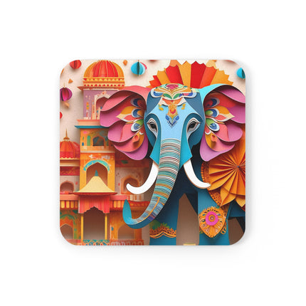 Elephant at an Autumn Festival Cork Back Coaster