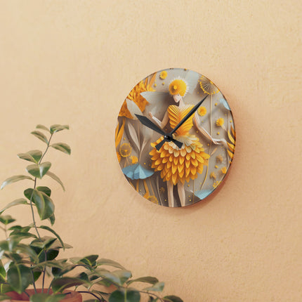 Dandelion Fairy Acrylic Wall Clock, Round and Square