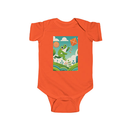 Young Frog’s Kite Adventure Baby Bodysuit – Whimsical Sky Play Design