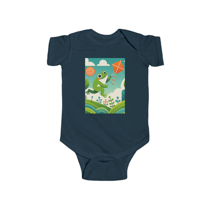 Young Frog’s Kite Adventure Baby Bodysuit – Whimsical Sky Play Design