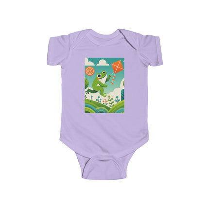 Young Frog’s Kite Adventure Baby Bodysuit – Whimsical Sky Play Design