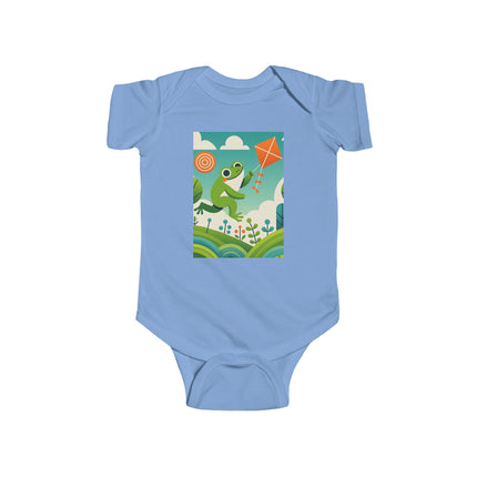 Young Frog’s Kite Adventure Baby Bodysuit – Whimsical Sky Play Design