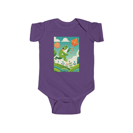 Young Frog’s Kite Adventure Baby Bodysuit – Whimsical Sky Play Design