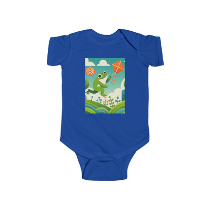 Young Frog’s Kite Adventure Baby Bodysuit – Whimsical Sky Play Design