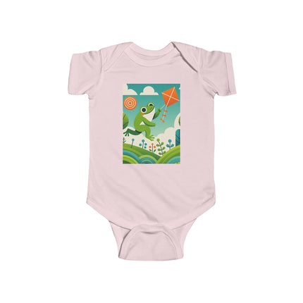 Young Frog’s Kite Adventure Baby Bodysuit – Whimsical Sky Play Design
