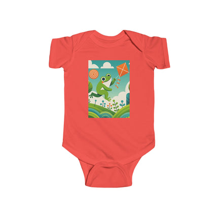Young Frog’s Kite Adventure Baby Bodysuit – Whimsical Sky Play Design