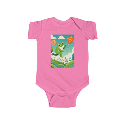 Young Frog’s Kite Adventure Baby Bodysuit – Whimsical Sky Play Design