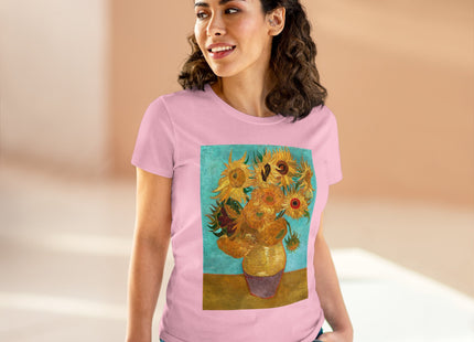 Vase with Twelve Sunflowers by Vincent van Gogh Women's Midweight Cotton Tee