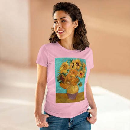 Vase with Twelve Sunflowers by Vincent van Gogh Women's Midweight Cotton Tee
