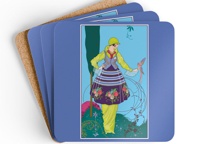 Exquisite Elegance by Umberto Brunelleschi Corkwood Coaster Set