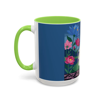 The Lady Of The Golden Parasol Colorful Mugs – Art Deco Botanical Elegance